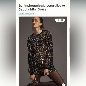 By Anthropologie long sleeve sequin mini dress Small
